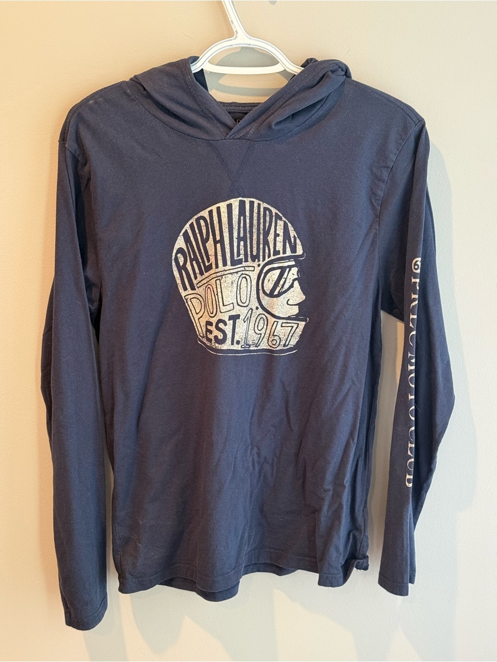 Polo by Ralph Lauren Navy Graphic Hooded Long Sleeve Tee for Kids